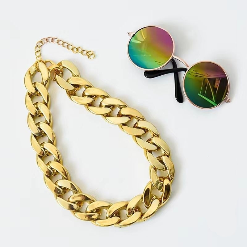 Gold And Silver Bling Chain With Sunglasses