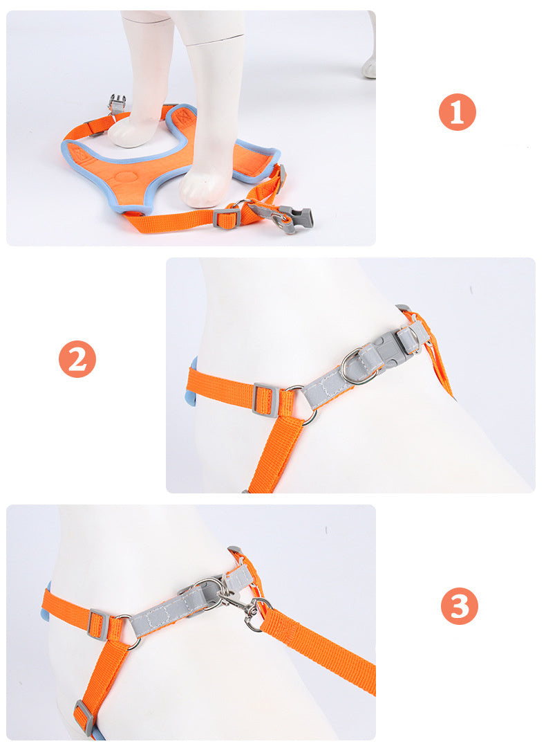 Reflective Soft Harness And Leash Set