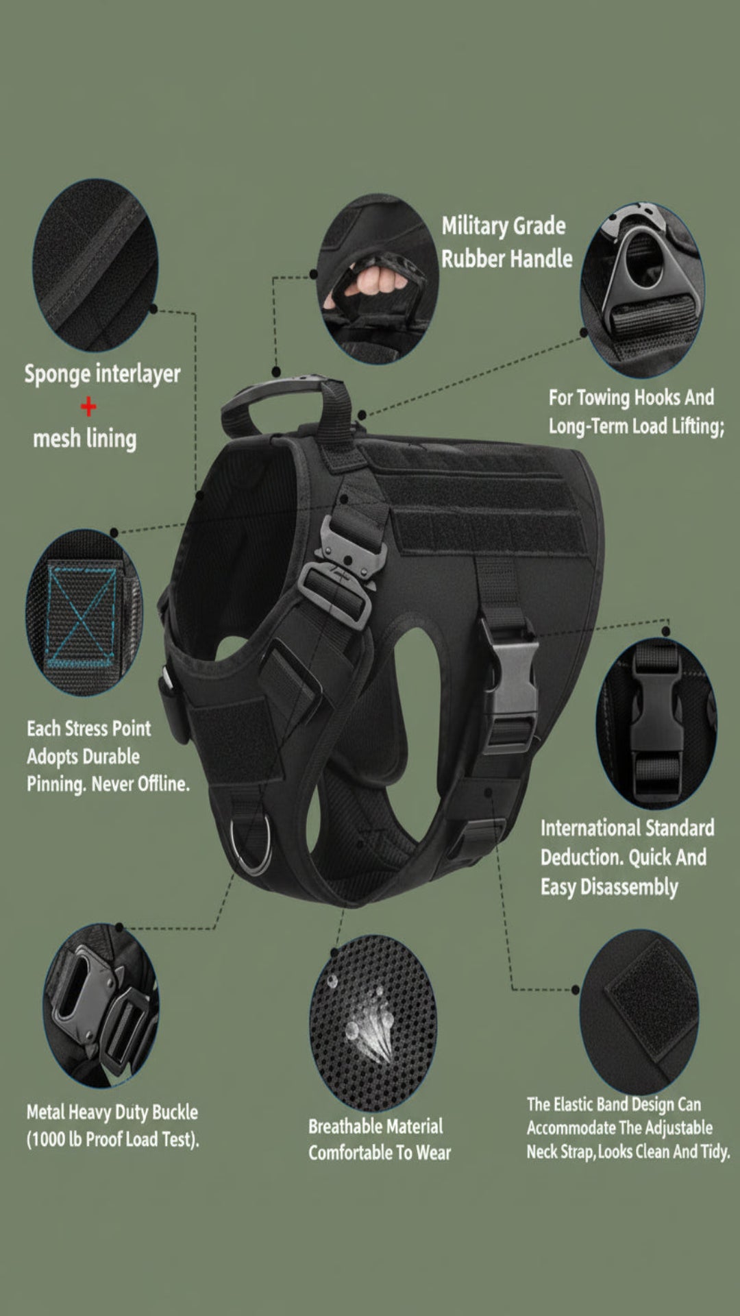 Tactical Military Harness and Leash Set