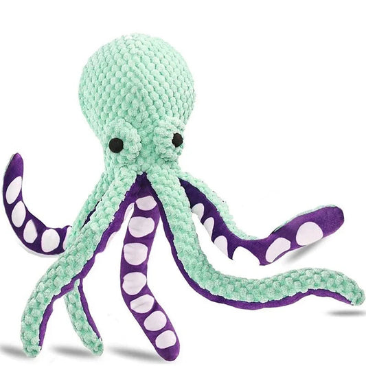 Squeaky plush octopus dog toy