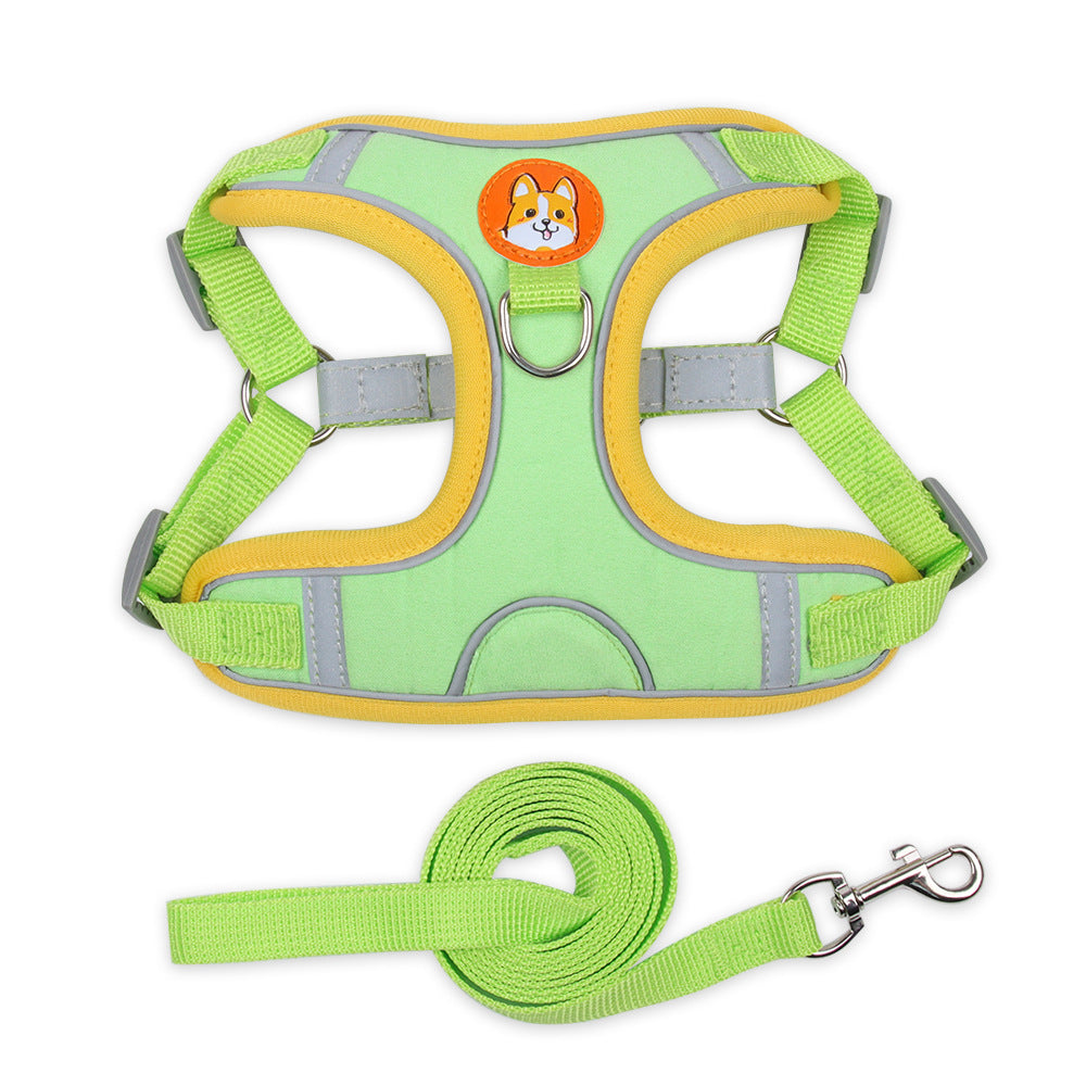 Reflective Soft Harness And Leash Set