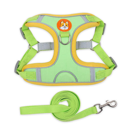 Reflective Soft Harness And Leash Set